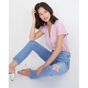 PAIGE Dijon Shirred Bodysuit in Fragrant Lilac